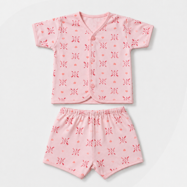 2-Piece Unisex Infant Baby Shirt & Shorts Set – Love & Hearts Print