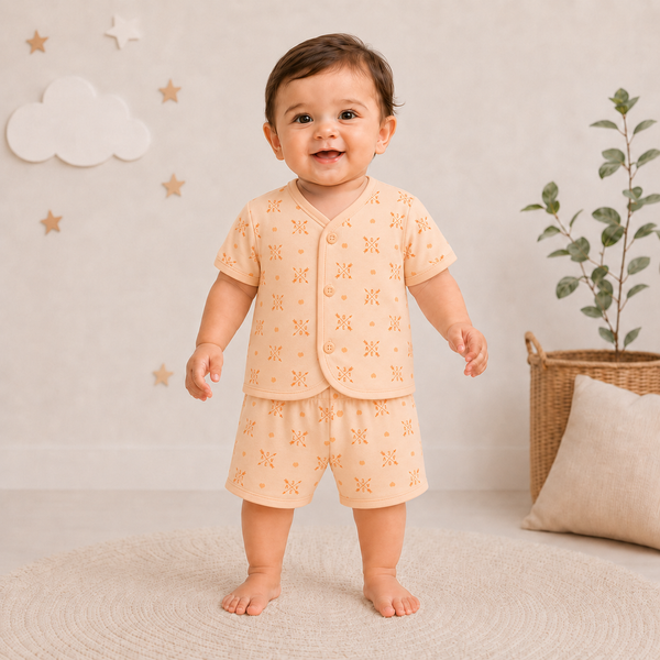 2-Piece Unisex Infant Baby Shirt & Shorts Set – Love & Hearts Print
