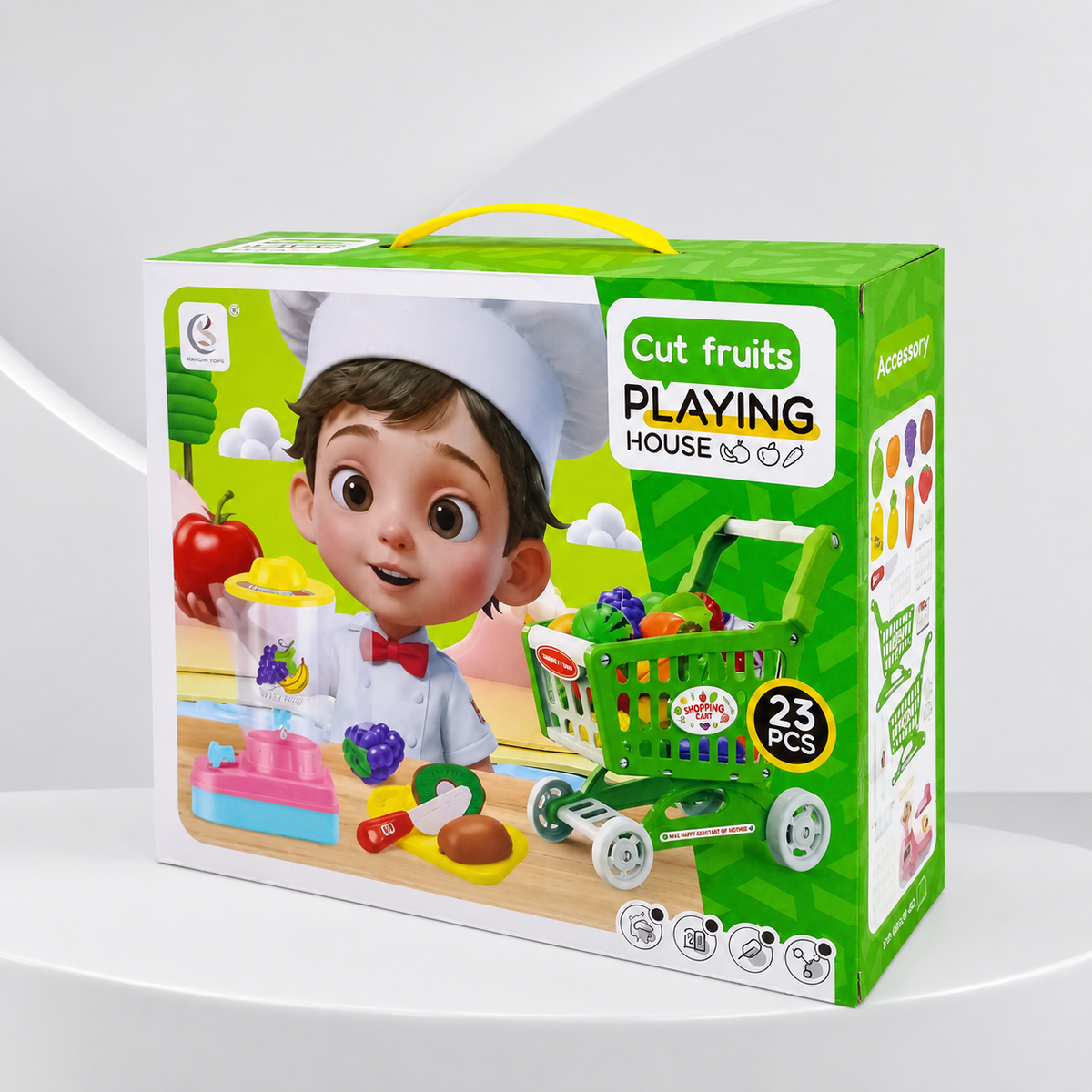 Fruit Market Shopping Cart & Cutting Fruit Play Set – 23 Pieces Main image