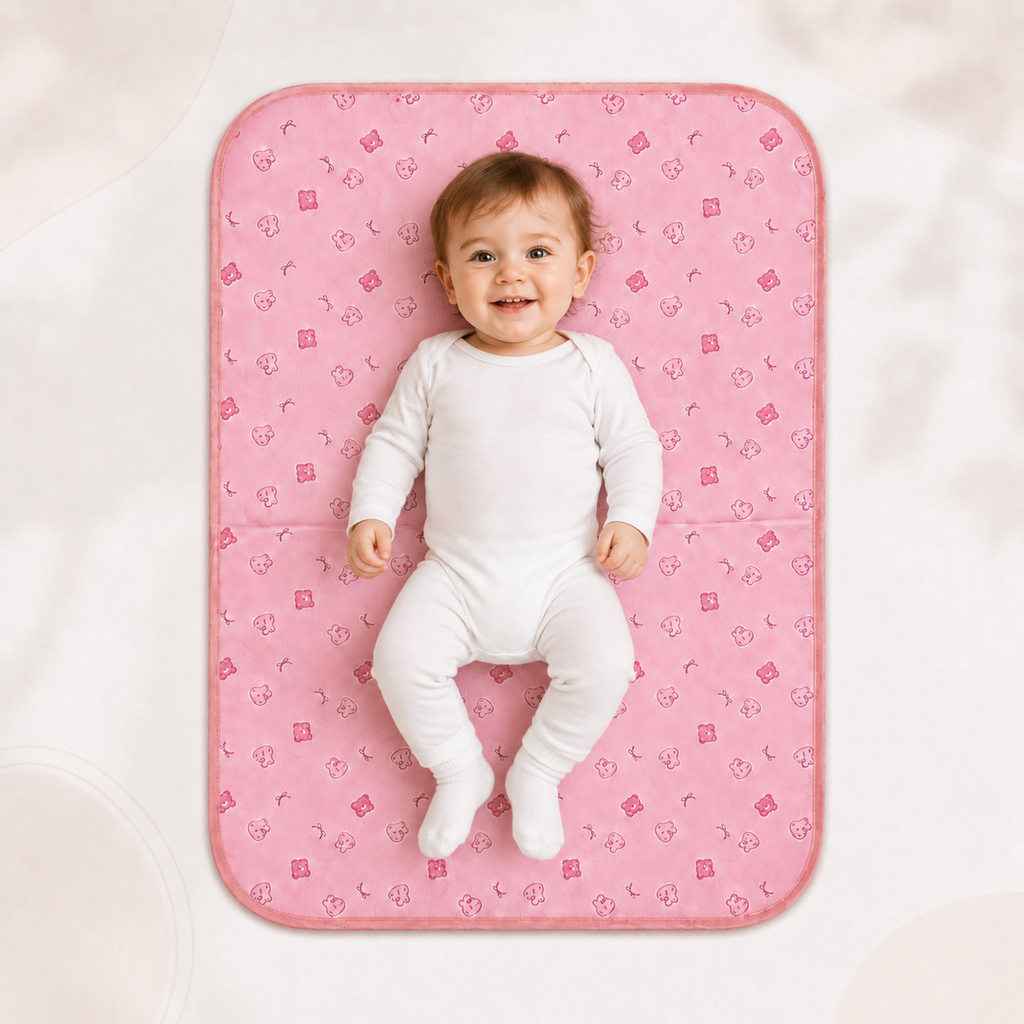 Soft Kids Waterproof Changing Sheet – 49 × 69 cm – Little Bear & Bow Print