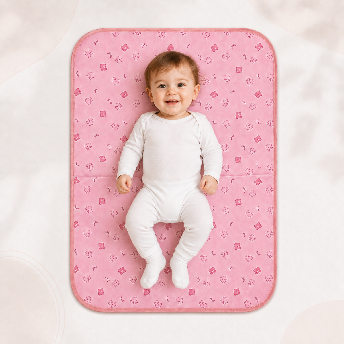 Soft Kids Waterproof Changing Sheet – 49 × 69 cm – Little Bear & Bow Print