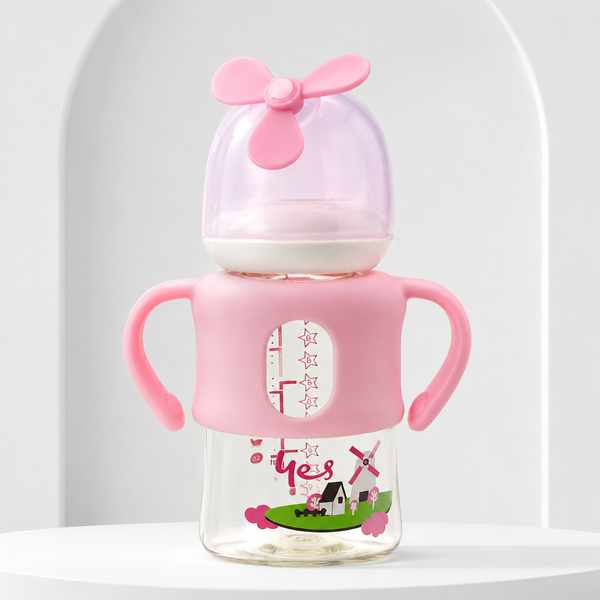 Baby Feeding Bottle with Double Handles & Protective Cap