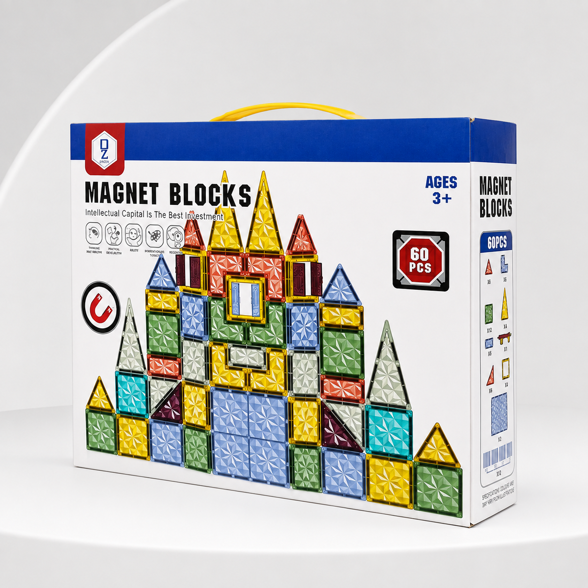 60-Piece Magnetic Building Tiles STEM Construction Set Main image