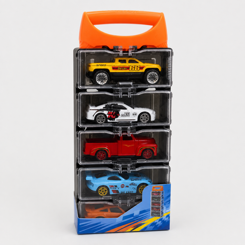 Hot Wheels 5 Cars Mini Die-Cast Racing Carry Case Set