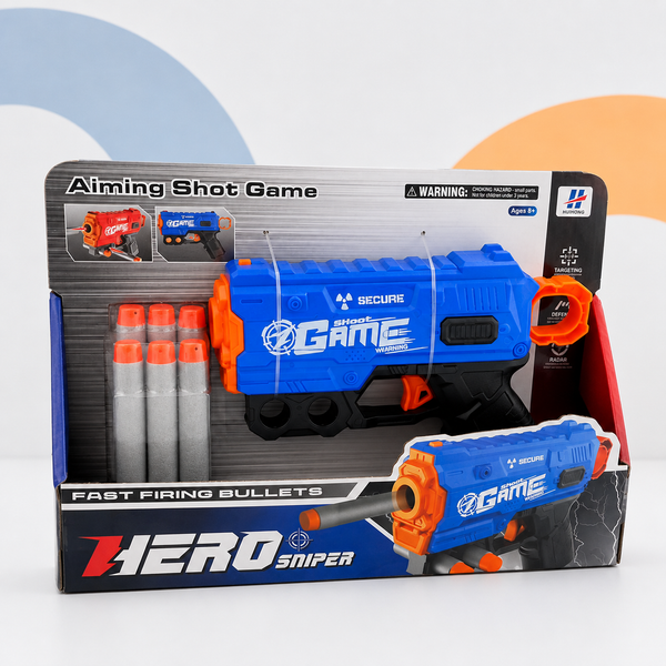 Hero Sniper Soft Bullet Blaster Gun – 6 Dart Shooting Game Set