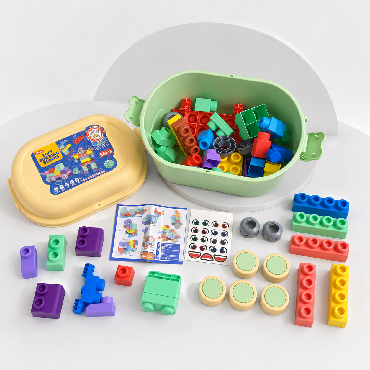 56-Piece Soft Building Blocks Set with Storage Cart Secondary image