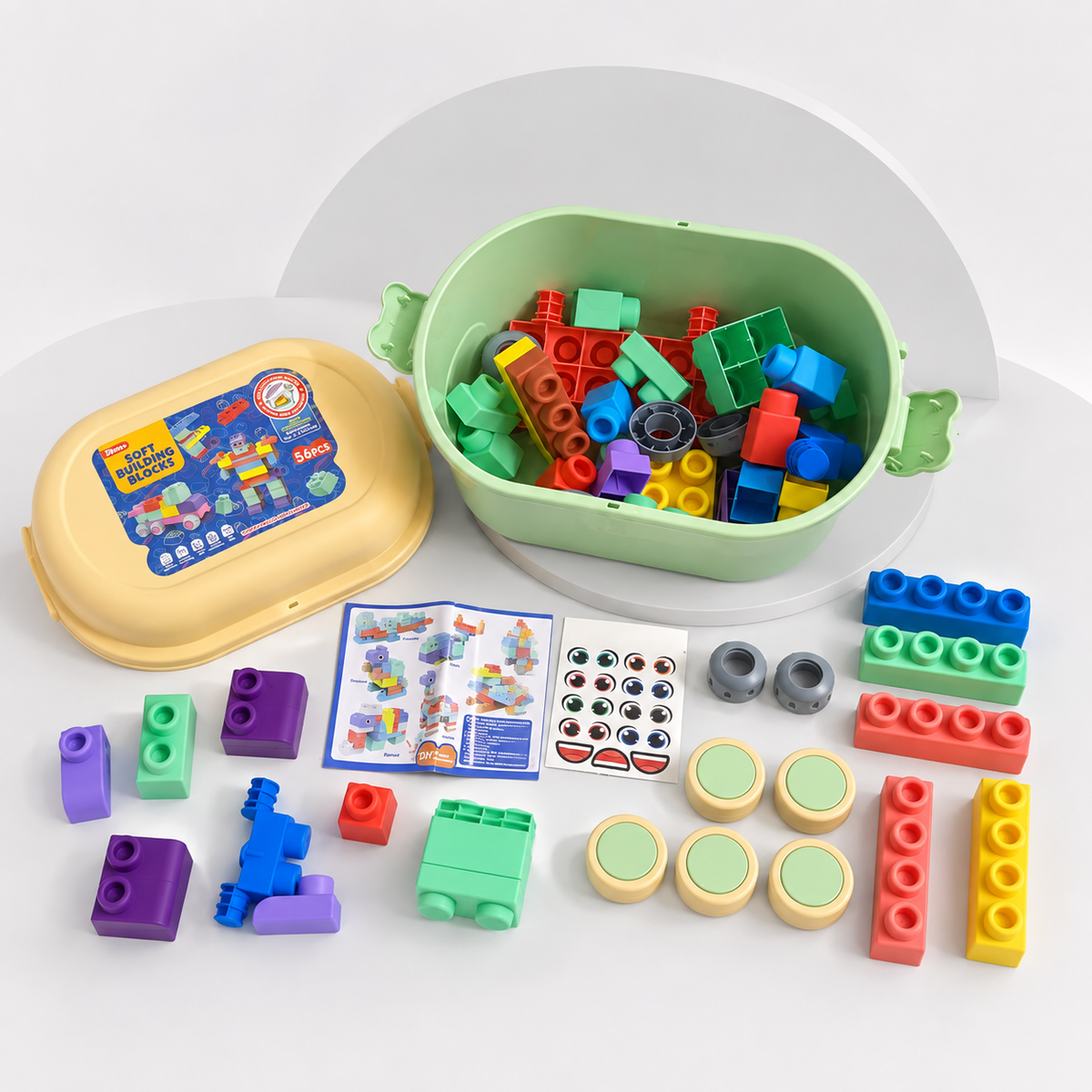 56-Piece Soft Building Blocks Set with Storage Cart