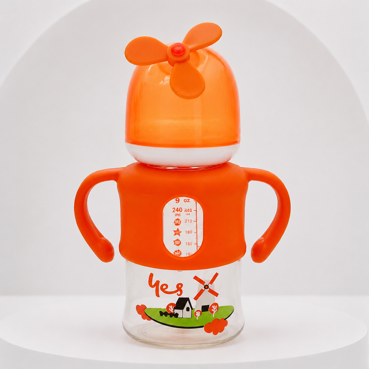 Baby Feeding Bottle with Double Handles & Protective Cap