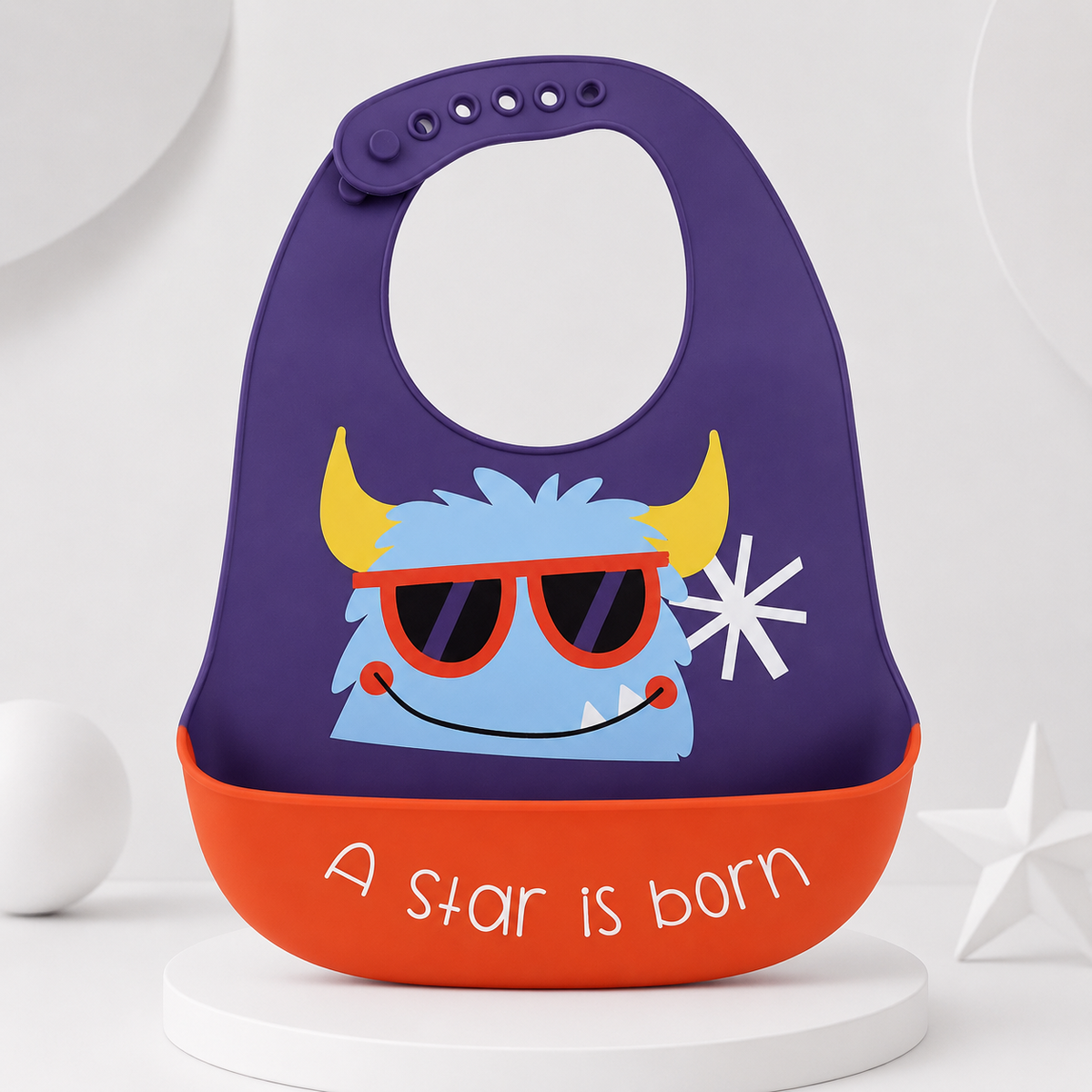 Purple Monster Silicone Baby Feeding Bib Main image