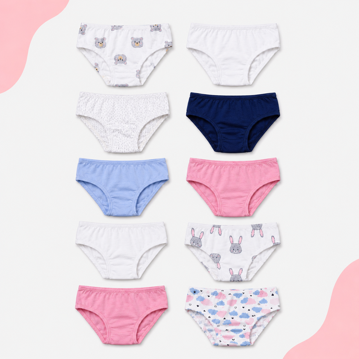 Girls Cotton Briefs – 10-Piece Assorted Colors Pack (4T–5T)