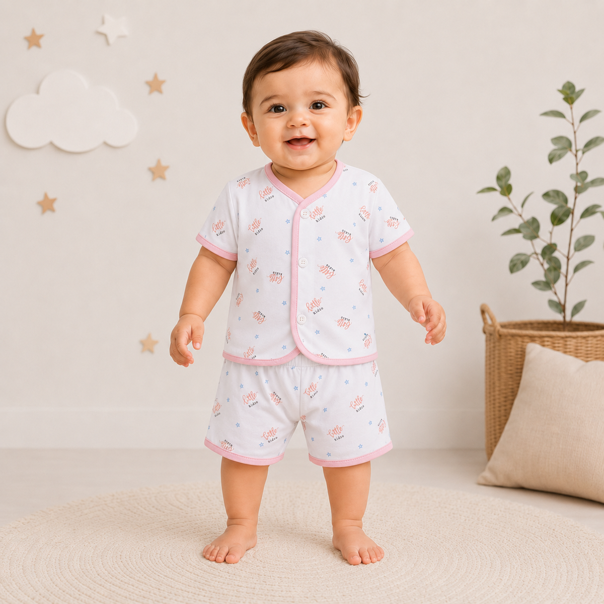 2-Piece Unisex Infant Baby Shirt & Shorts Set – Little Print