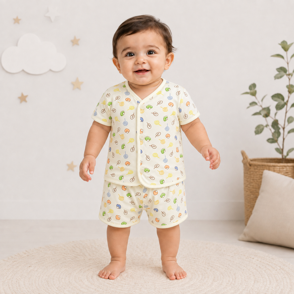 2-Piece Unisex Infant Baby Shirt & Shorts Set – Candy & Lollipop Print