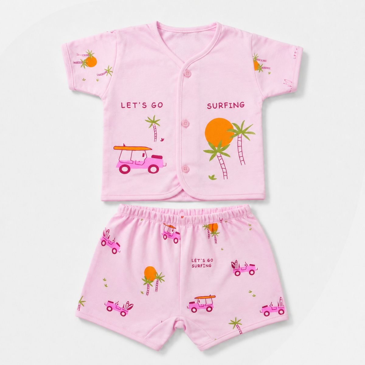 2-Piece Unisex Infant Baby Shirt & Shorts Set – Surfing Palm Print