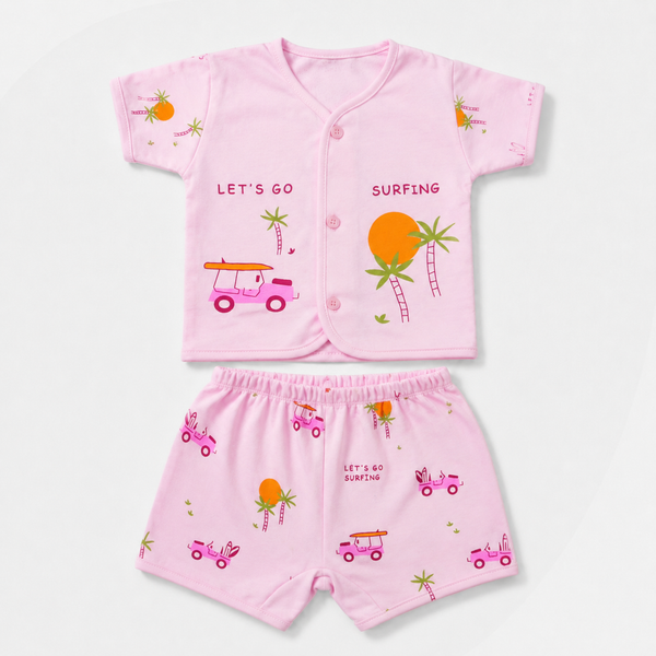 2-Piece Unisex Infant Baby Shirt & Shorts Set – Surfing Palm Print