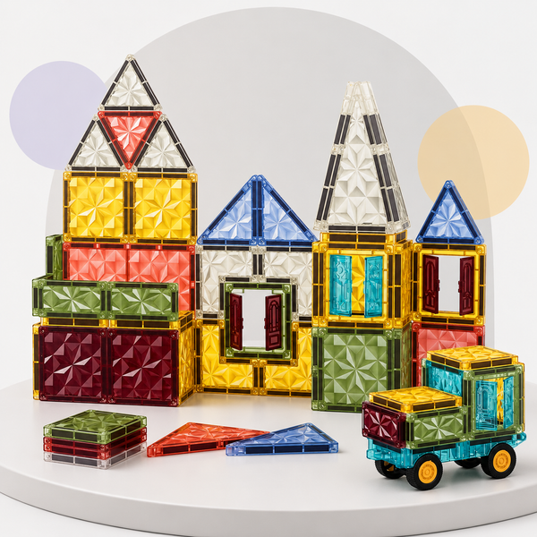 60-Piece Magnetic Building Tiles STEM Construction Set
