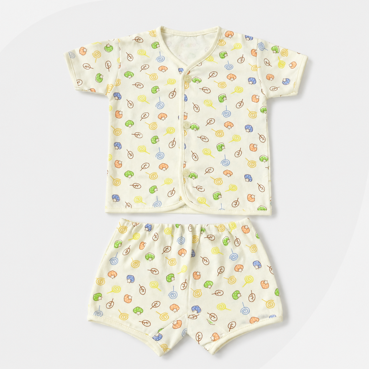 2-Piece Unisex Infant Baby Shirt & Shorts Set – Candy & Lollipop Print