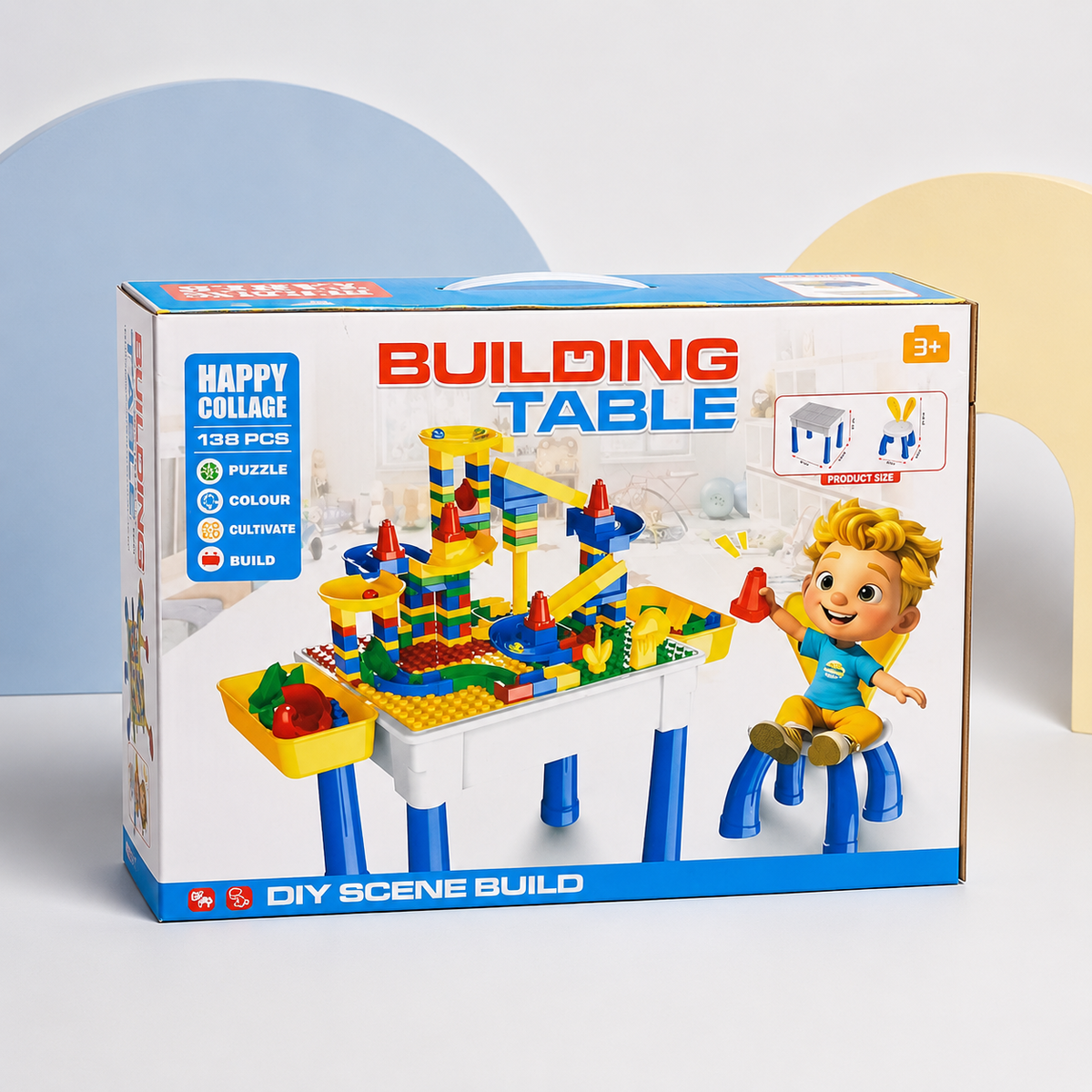 138-Piece Kids Building Block Activity Table Set Main image