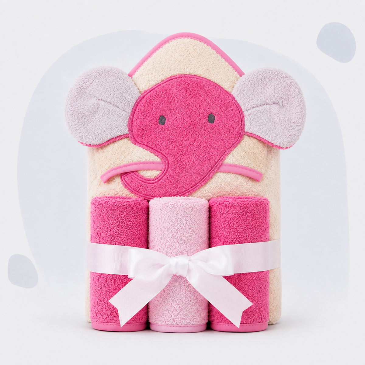 4 Piece Baby Hooded Character Towel & Washcloth Set - Elephant