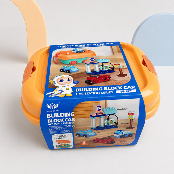 Building Block Car Gas Station Play Set – 49 Pieces