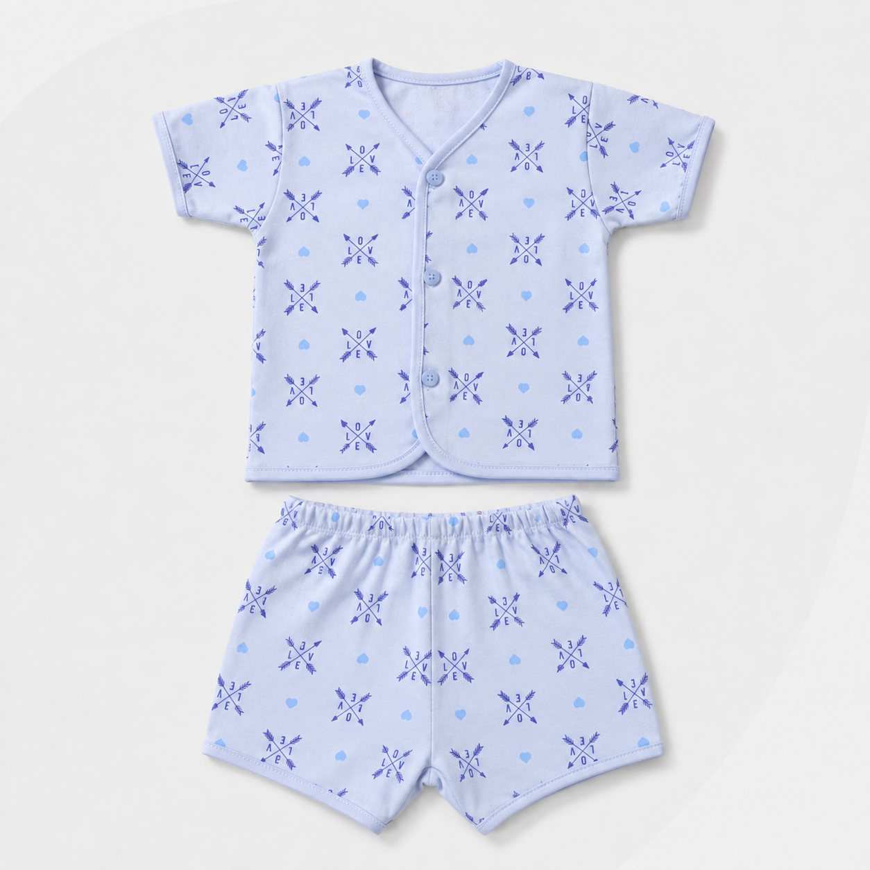 2-Piece Unisex Infant Baby Shirt & Shorts Set – Love & Hearts Print Secondary image