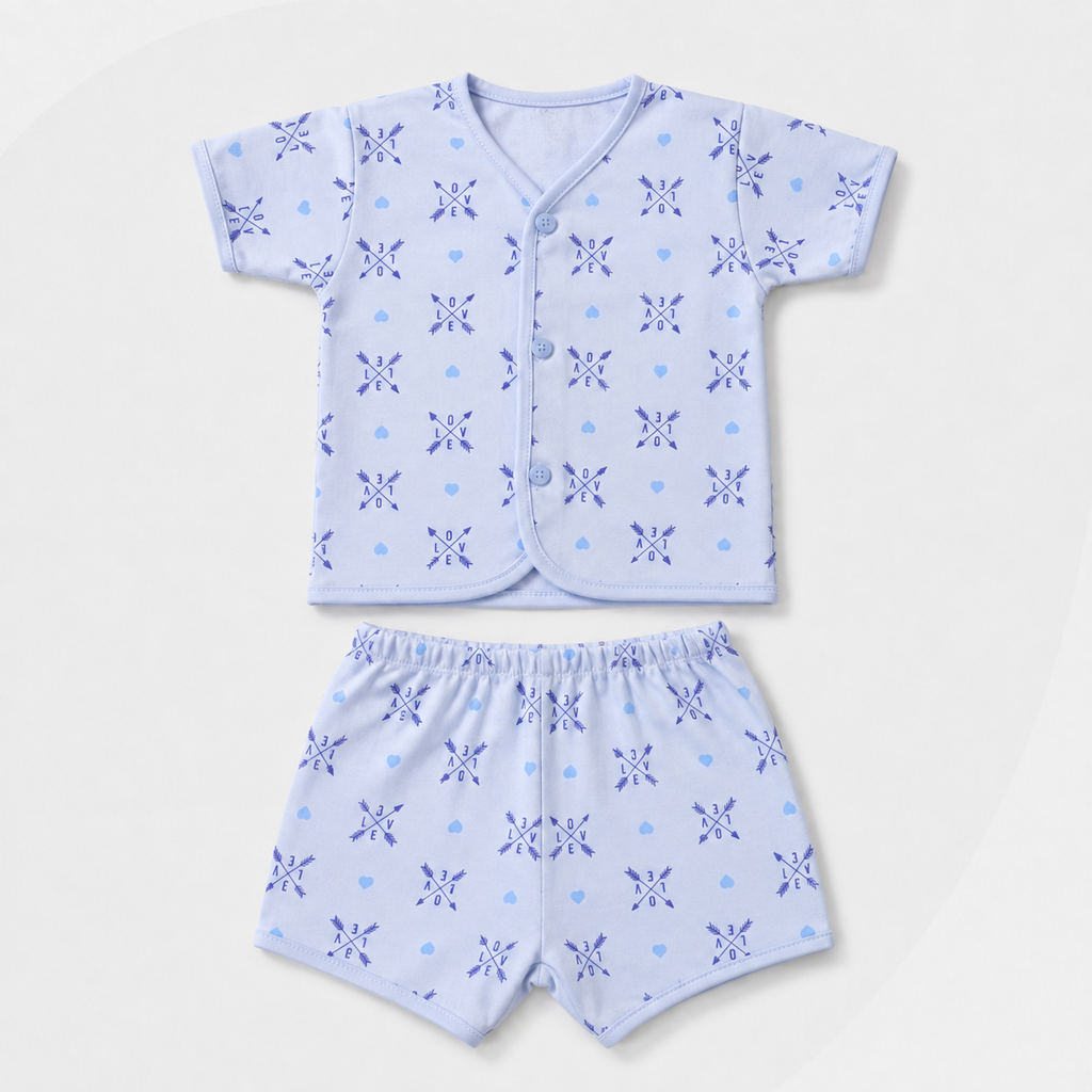2-Piece Unisex Infant Baby Shirt & Shorts Set – Love & Hearts Print
