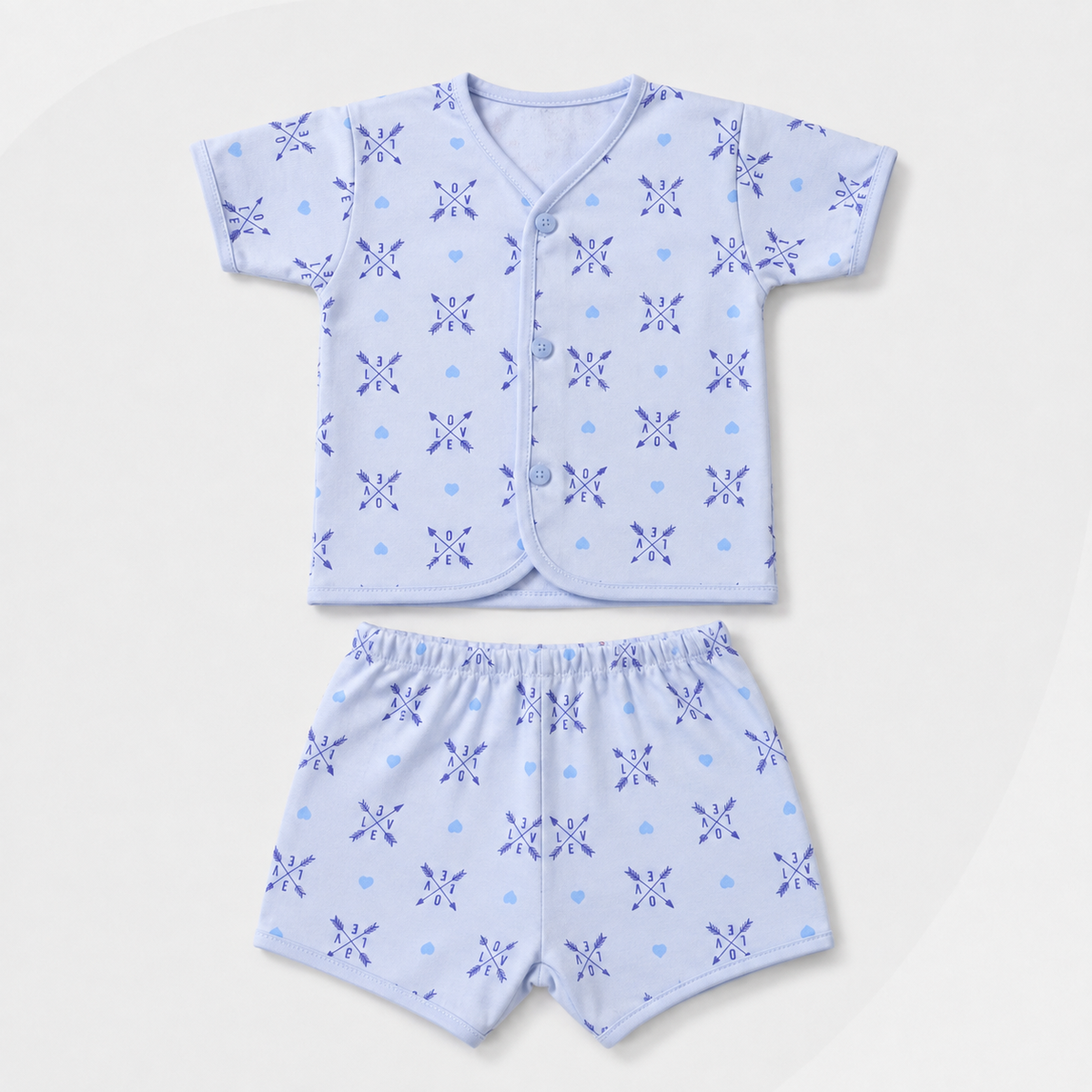 2-Piece Unisex Infant Baby Shirt & Shorts Set – Love & Hearts Print