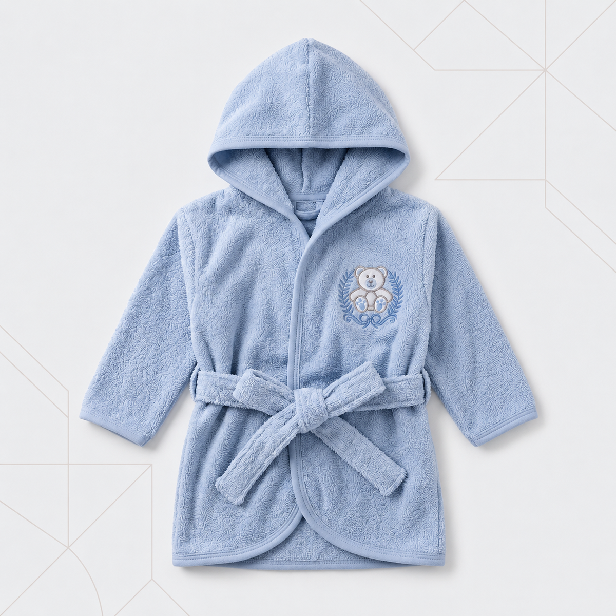 Baby Hooded Bathrobe with Belt – Teddy Bear Main image