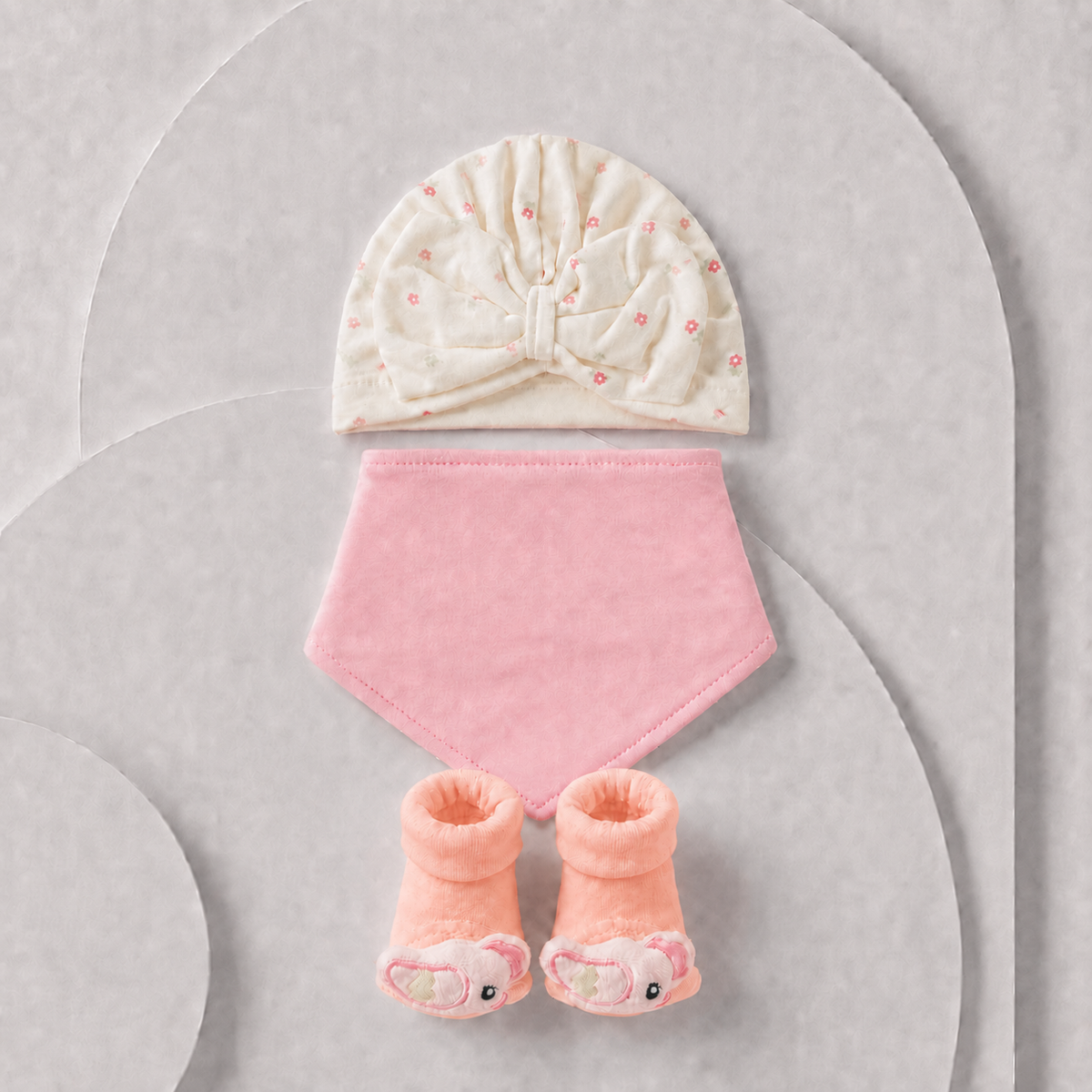 Baby 3-Piece Hat, Bib & Booties Gift Set – Floral