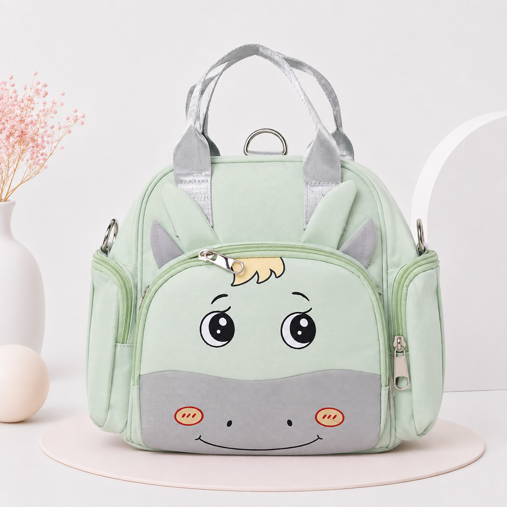Baby Travel Backpack – Mint Green Horse Design