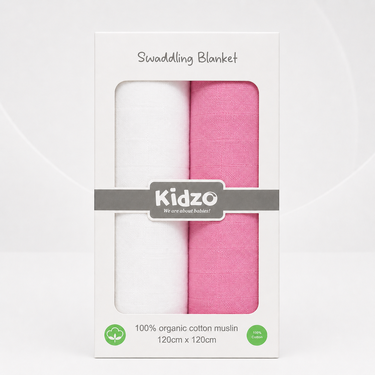 Bright Pink & White Muslin Baby Swaddle Blanket – 2-Piece