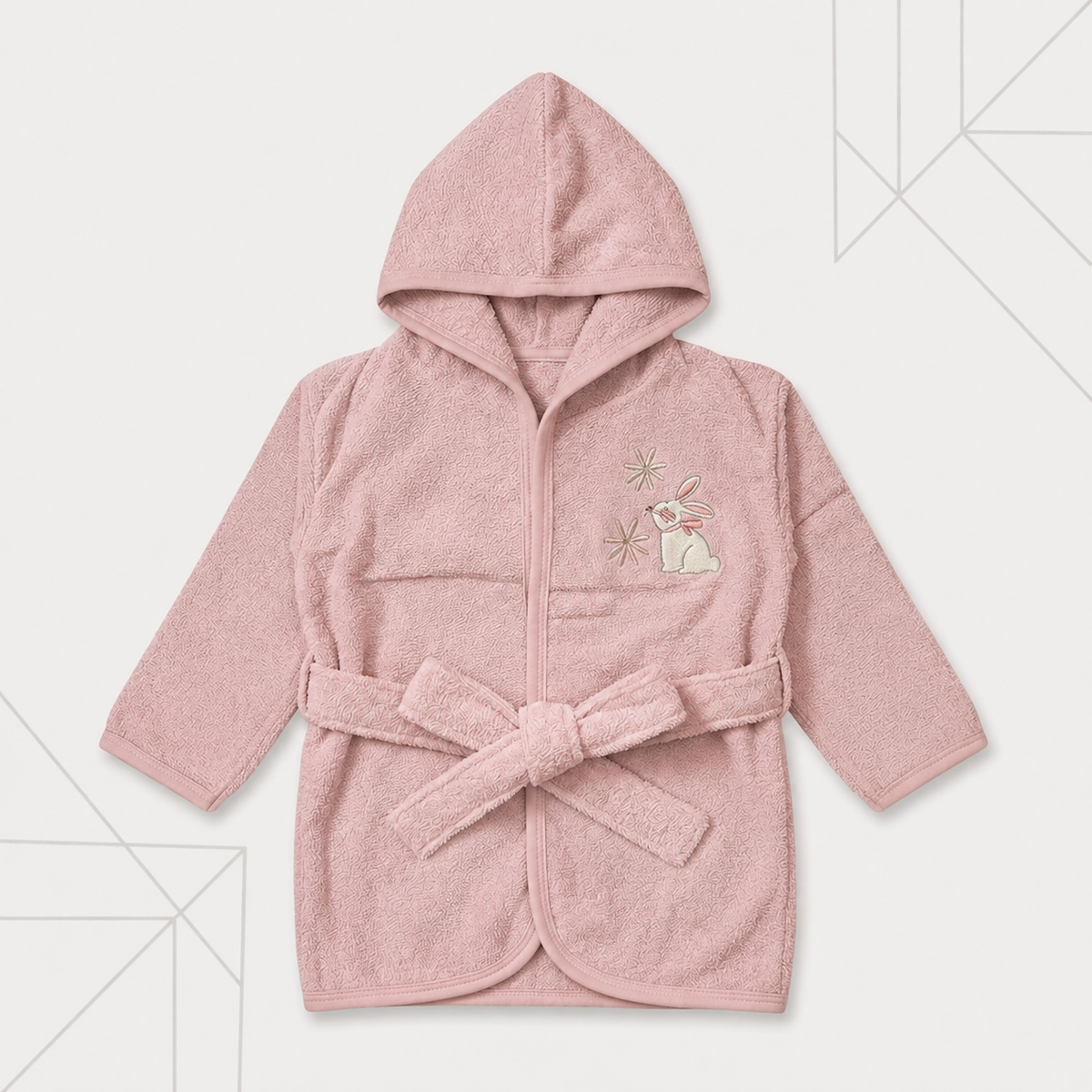 Pink Bunny Baby Hooded Bathrobe with Belt - Bunny