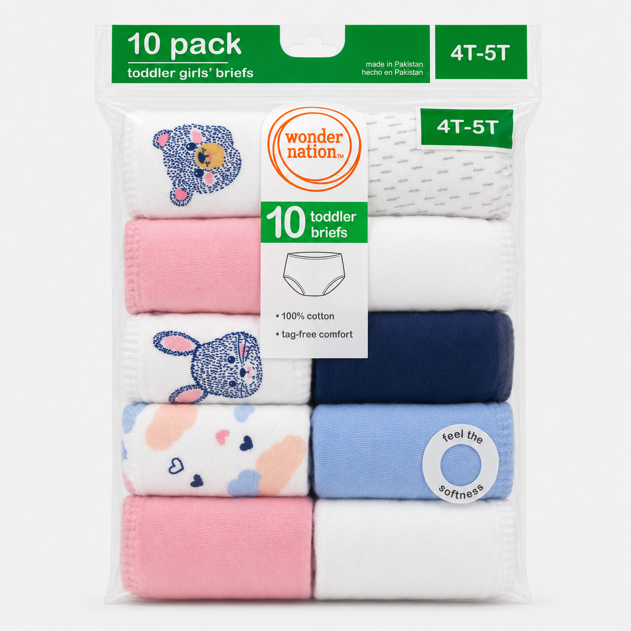 Girls Cotton Briefs – 10-Piece Assorted Colors Pack (4T–5T) Secondary image