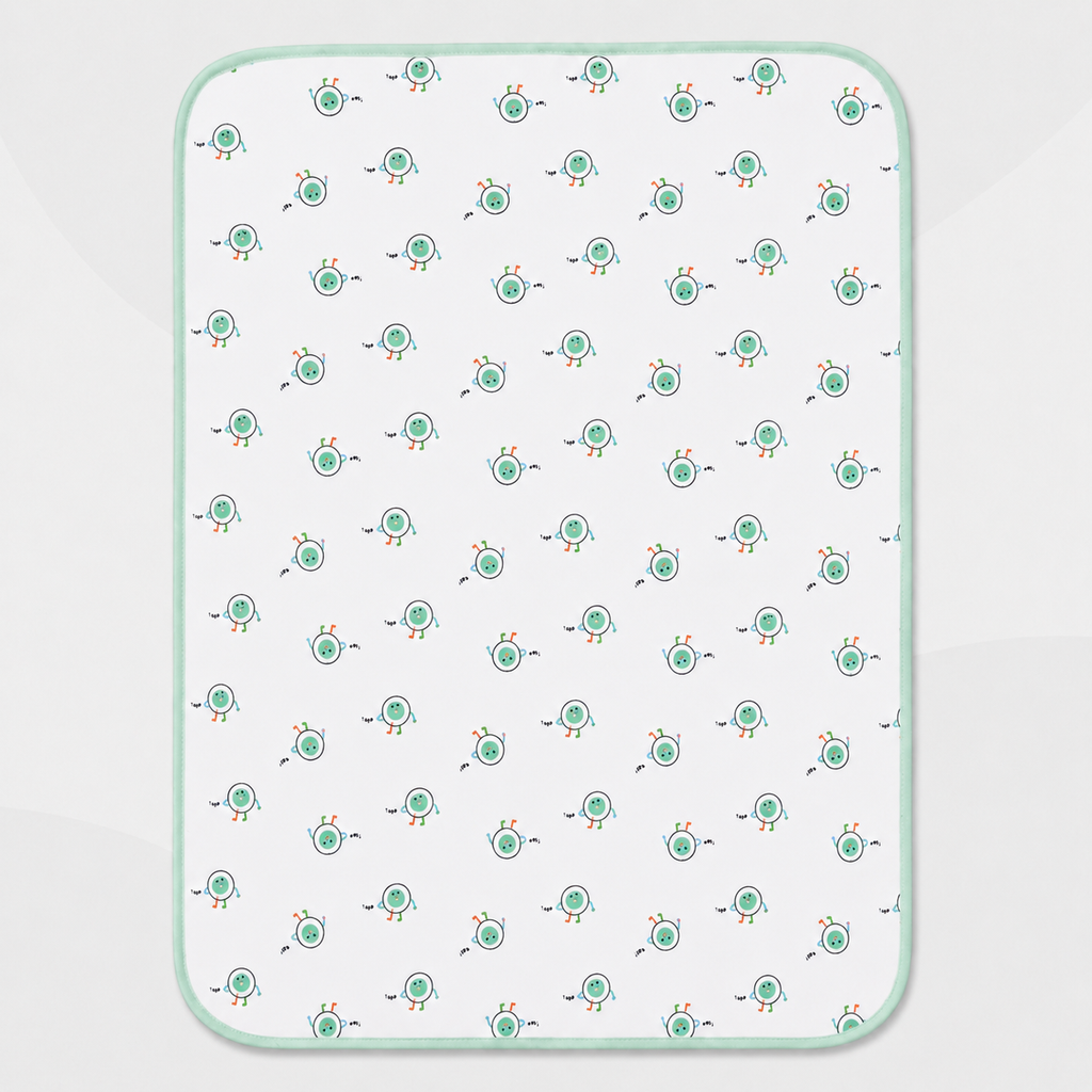 Soft Kids Waterproof Changing Sheet – 49 × 69 cm – Little Robot Print