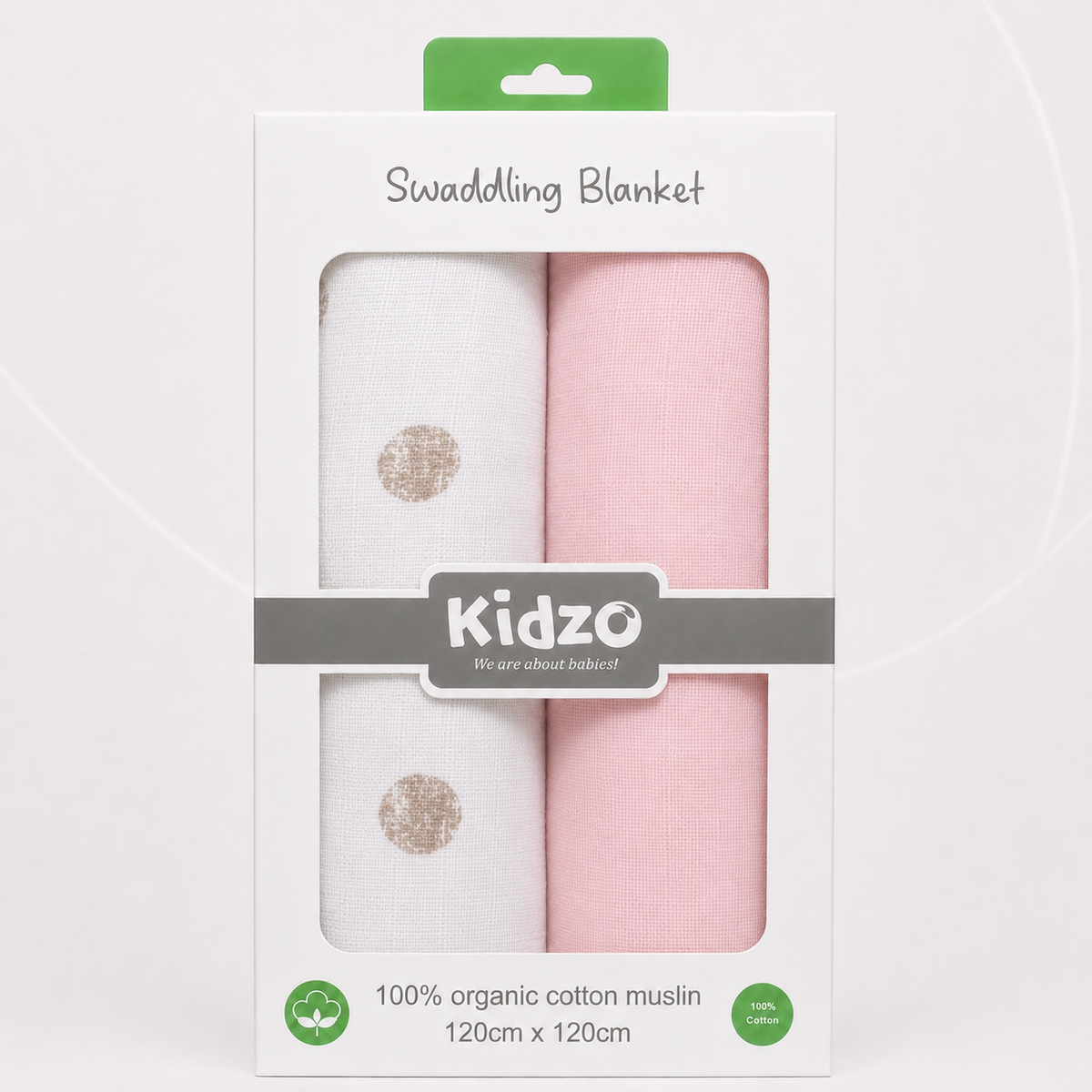 Soft Pink & White Muslin Baby Swaddle Blanket – 2-Piece Main image