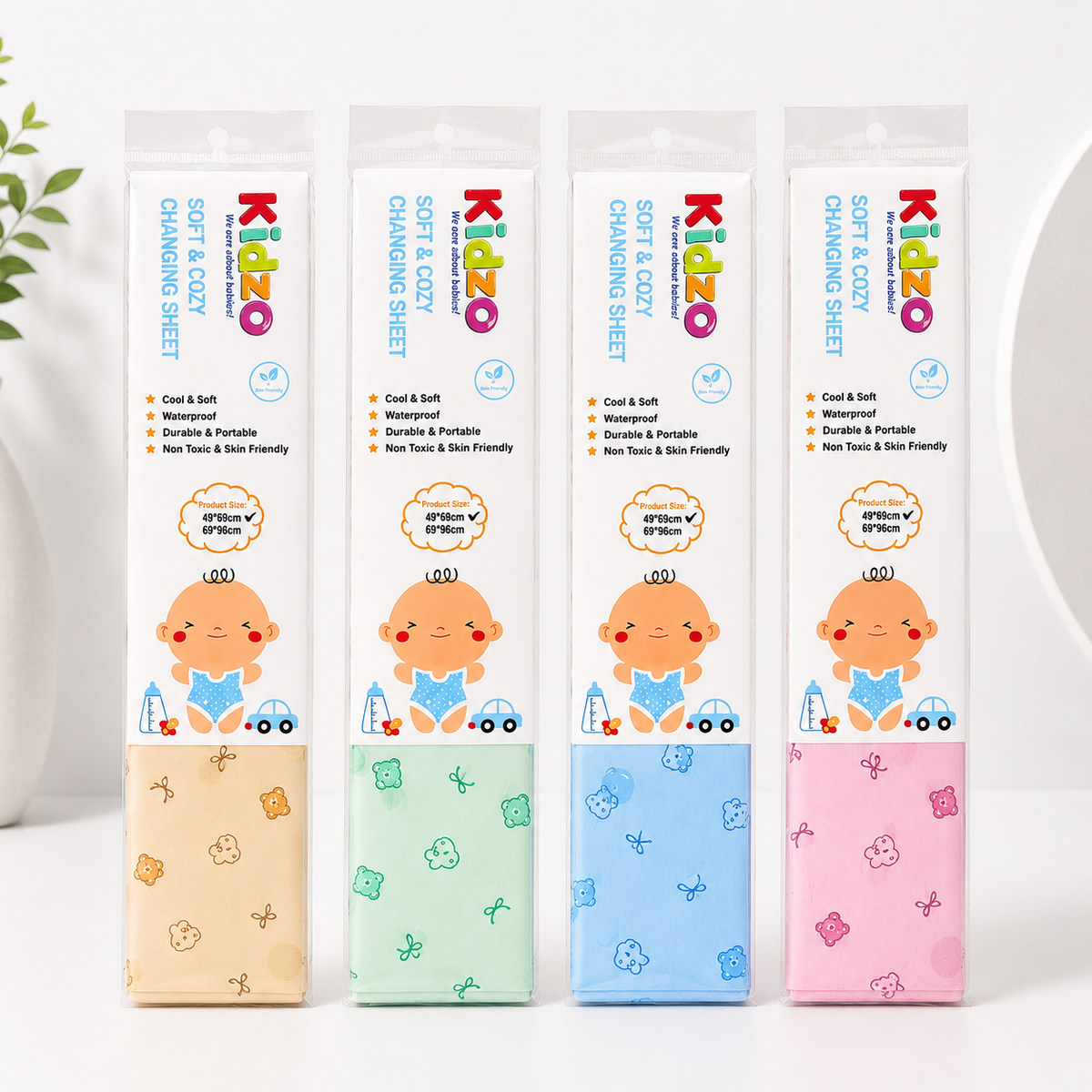 Soft Kids Waterproof Changing Sheet – 49 × 69 cm – Little Bear & Bow Print