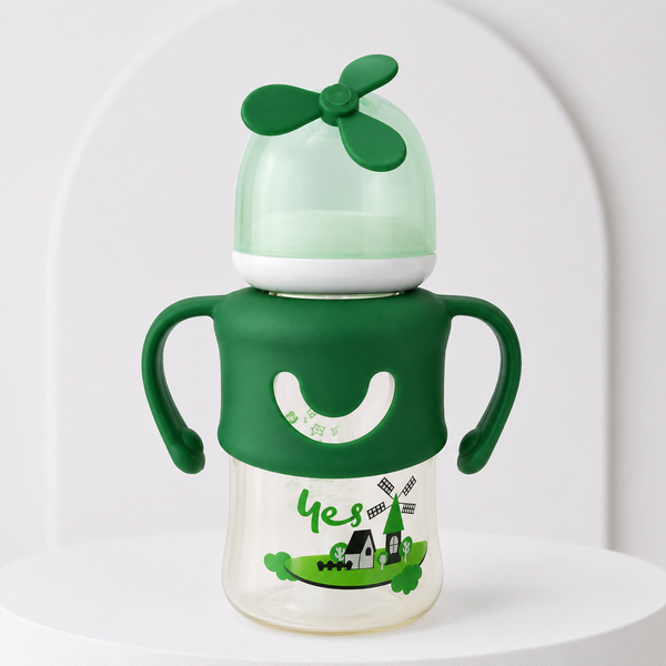 Baby Feeding Bottle with Double Handles & Protective Cap