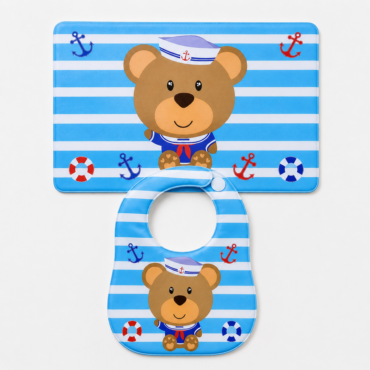 2-Piece Baby Bib & Sheet Set – Sailor Bear Print Main image