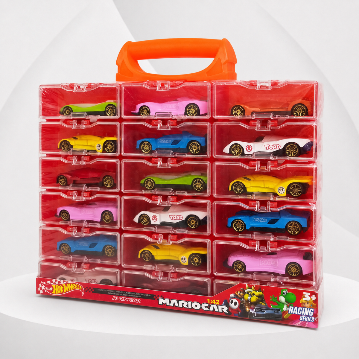 Hot Wheels Mariocar Racing Collection – 18 Piece Die-Cast Car Carry Case Set Main image