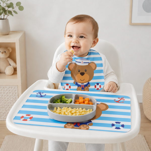 2-Piece Baby Bib & Sheet Set – Sailor Bear Print