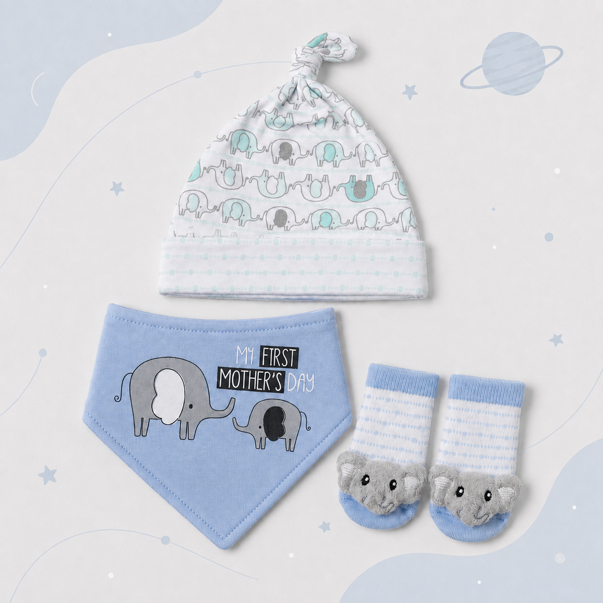 3-Piece Hat, Socks & Bib Newborn Baby Gift Set – My First Mother's Day Main image