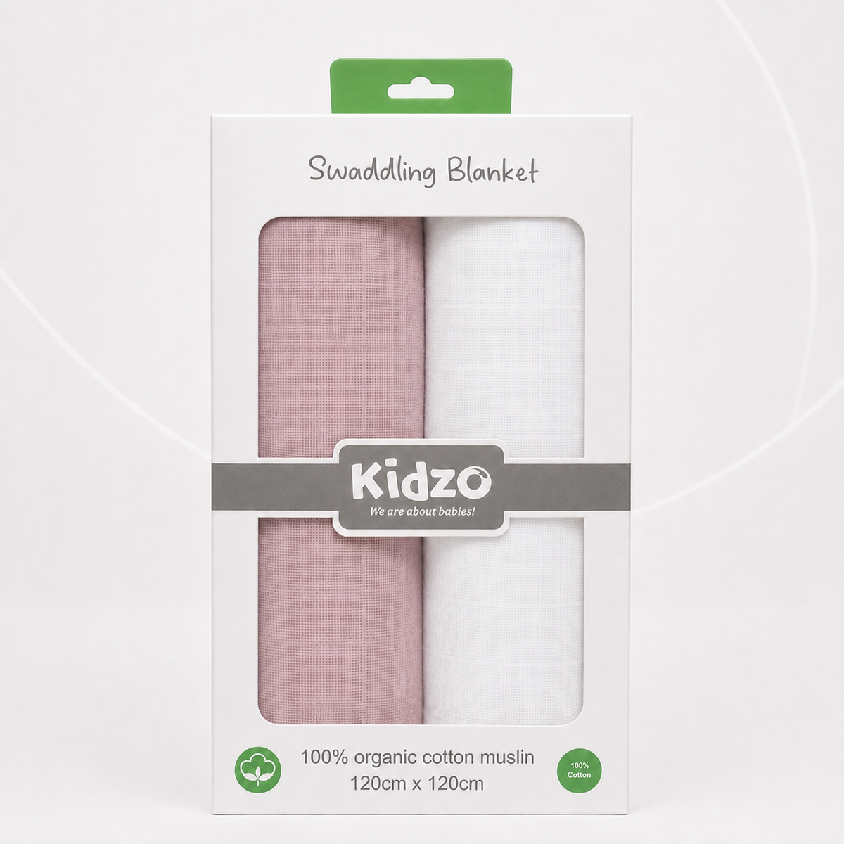 Dusty Rose Pink & White Muslin Baby Swaddle Blanket – 2-Piece