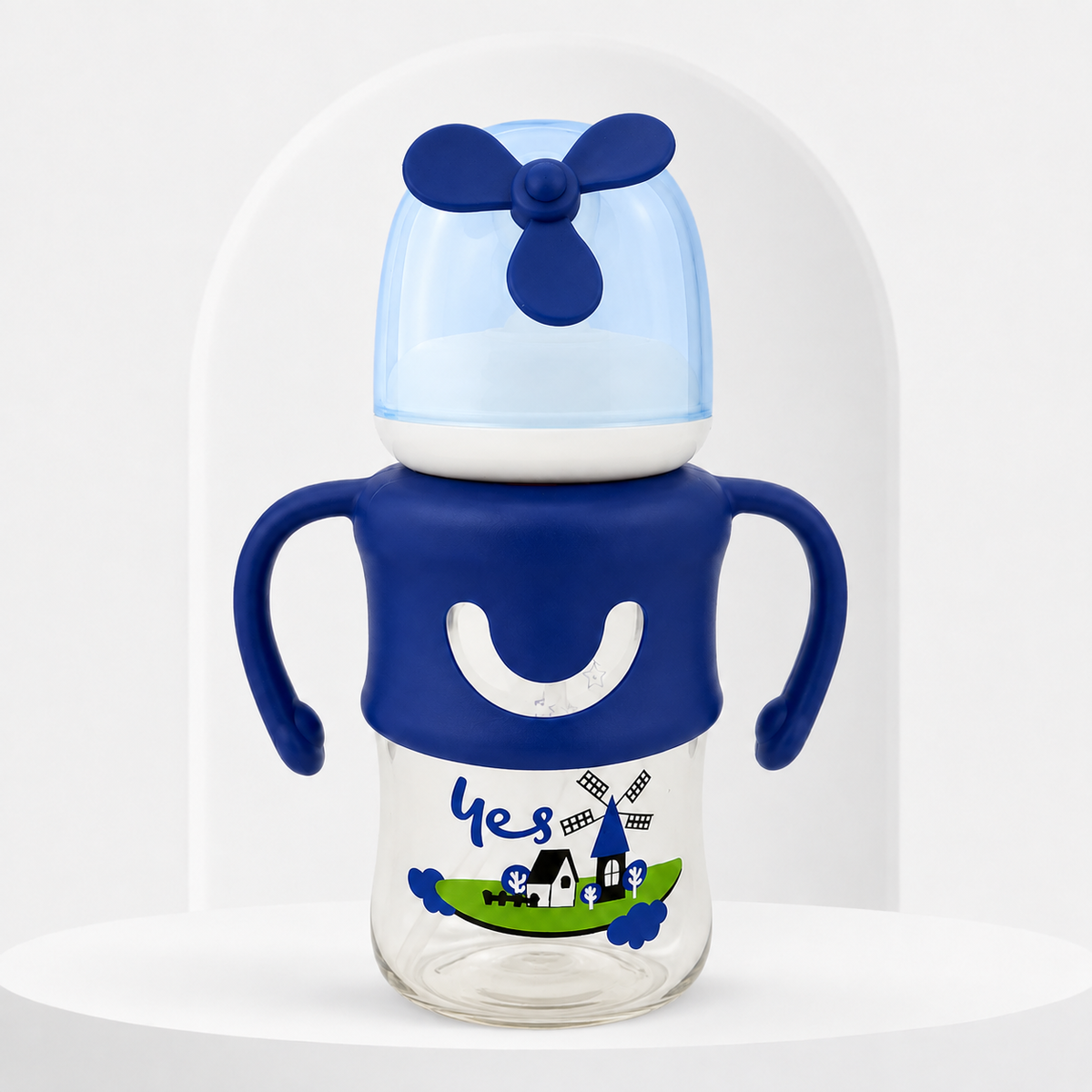 Baby Feeding Bottle with Double Handles & Protective Cap