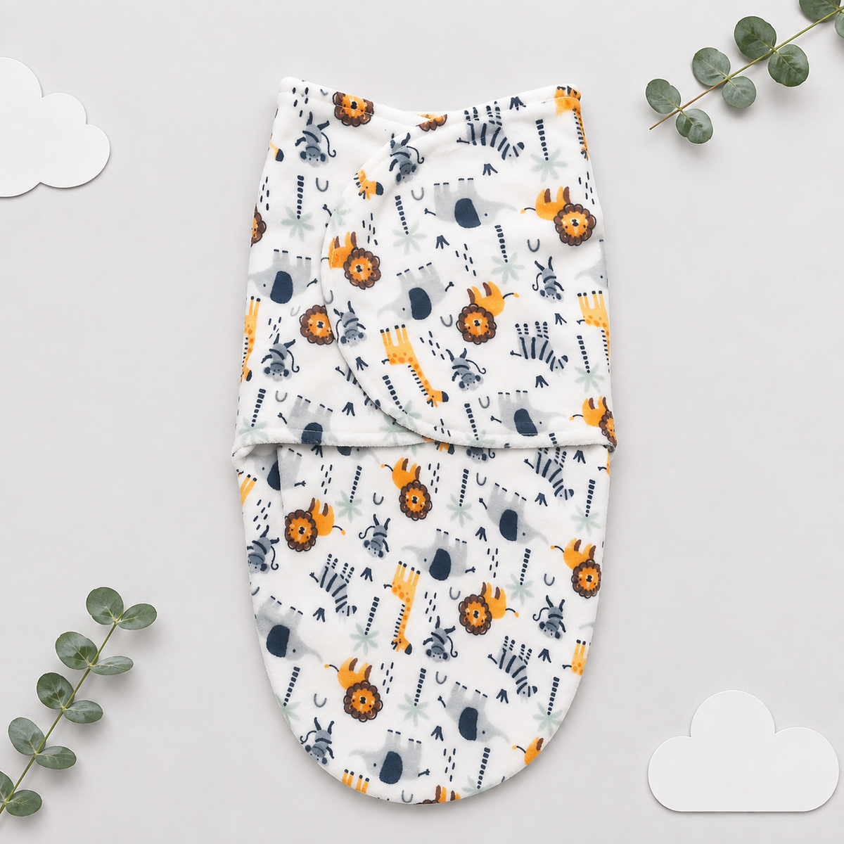 Soft Newborn Baby Swaddle Wrap – Safari Friends Print