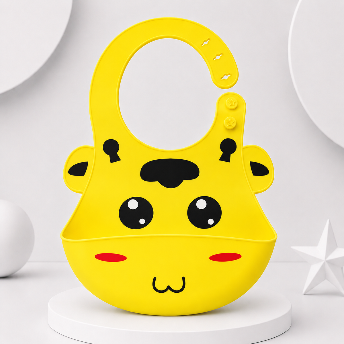 Yellow Giraffe Silicone Baby Feeding Bib Main image