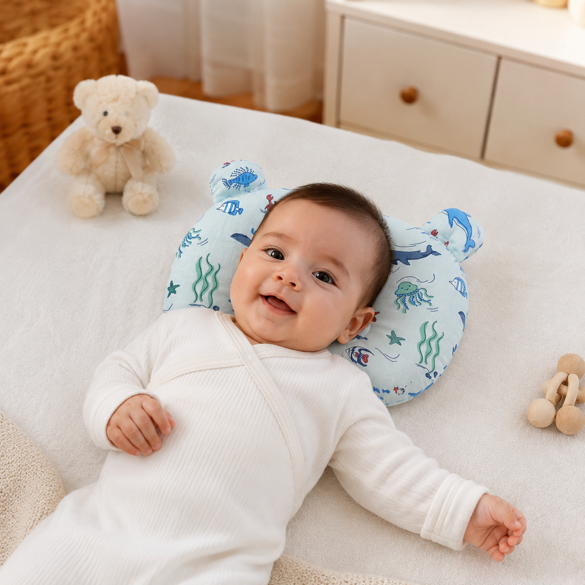 Cute Baby Character Head Support Pillow