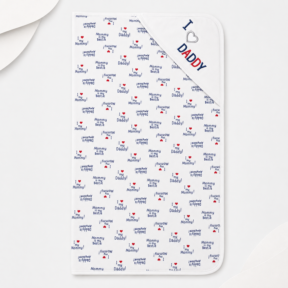 Soft Baby Hooded Wrapping Sheet – I Love Daddy Design Main image
