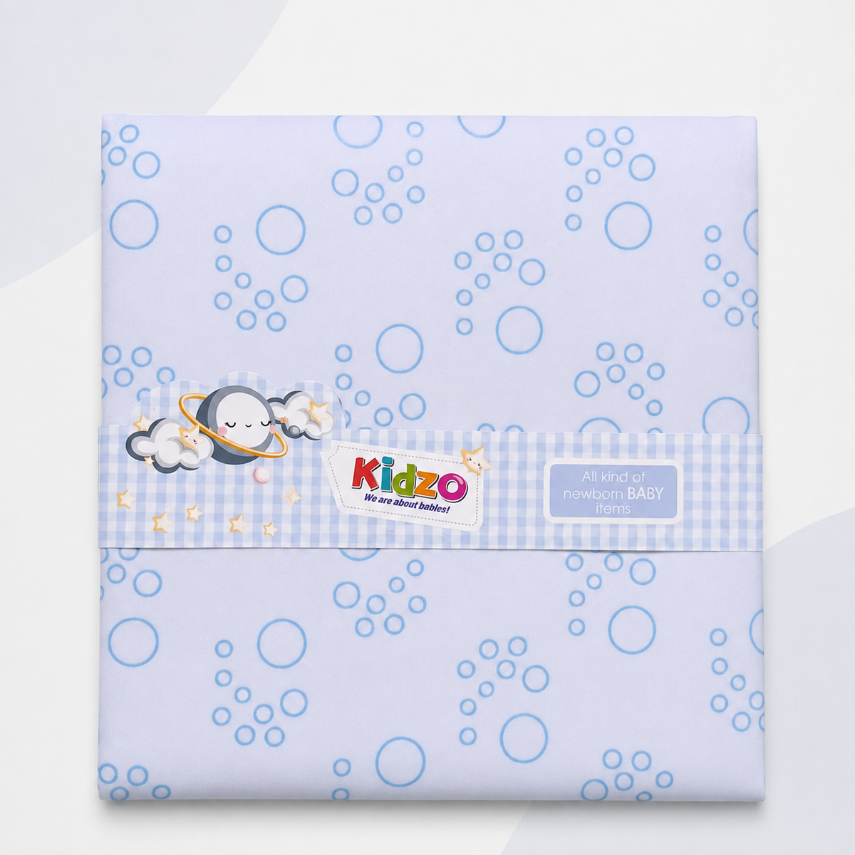 Soft Baby Changing Sheet – Large Size (53 × 71 cm) – Blue Bubble Print