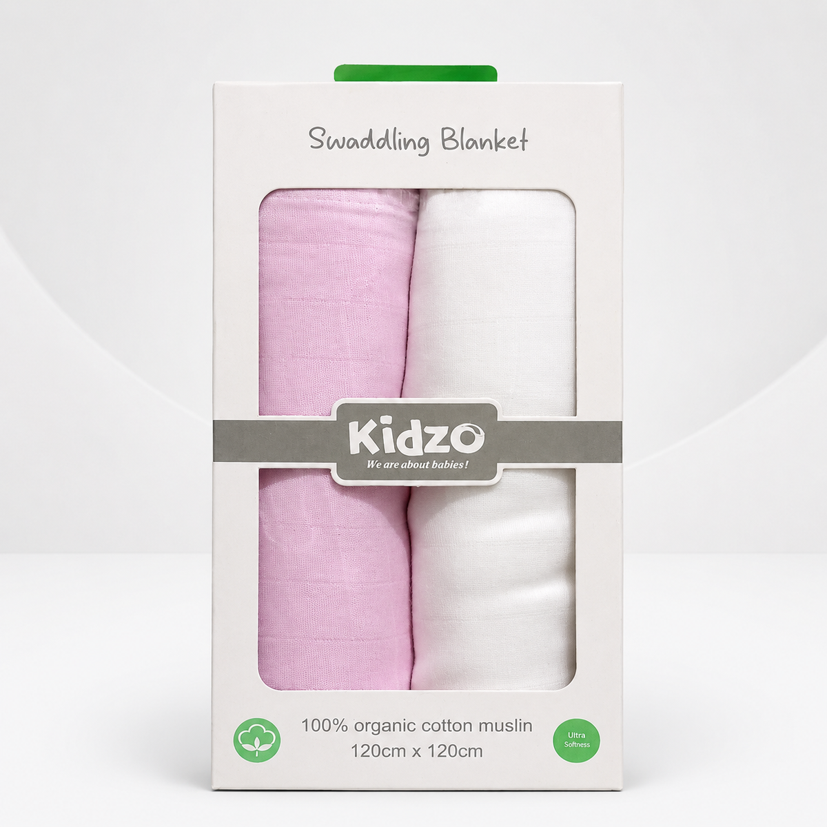 Baby Pink & White Muslin Baby Swaddle Blanket – 2-Piece Main image