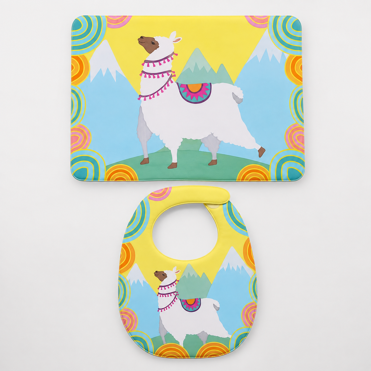 2-Piece Baby Bib & Sheet Set – Llama Print