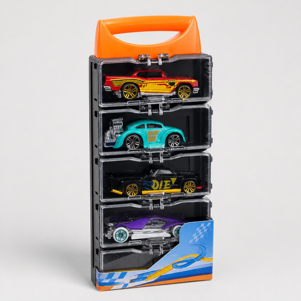 Hot Wheels 5 Cars Mini Die-Cast Racing Carry Case Set
